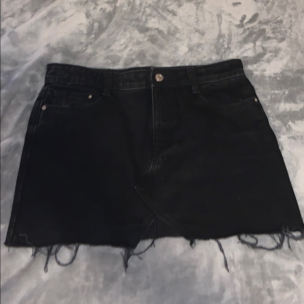 Zara black denim mini skirt